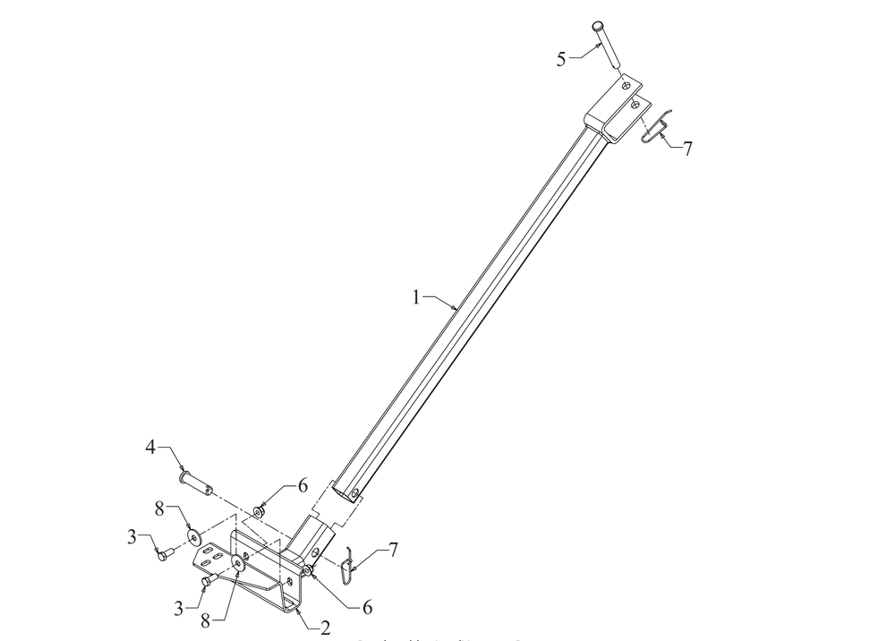 Tow Bar Assembly Diagram and Parts List for CS3310 (24A424M710)(2020) Cub Cadet Chipper Shredder